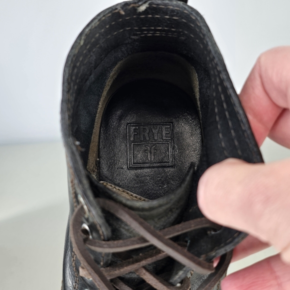 Frye Men’s Black Leather Lace-Up Boots Size 9.5 Heritage Antiqued Style - Picture 12 of 14